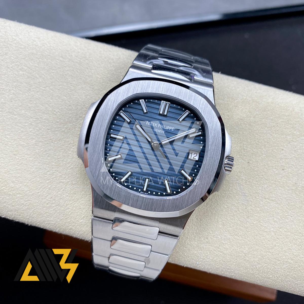 Nautilus 5811/1G Stainless Steel Case 3KF 1:1 Best Edition Blue Textured Dial on Stainless Steel Bracelet A324 Super Clone