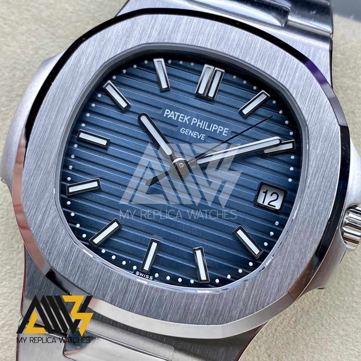 Nautilus 5811/1G Stainless Steel Case 3KF 1:1 Best Edition Blue Textured Dial on Stainless Steel Bracelet A324 Super Clone