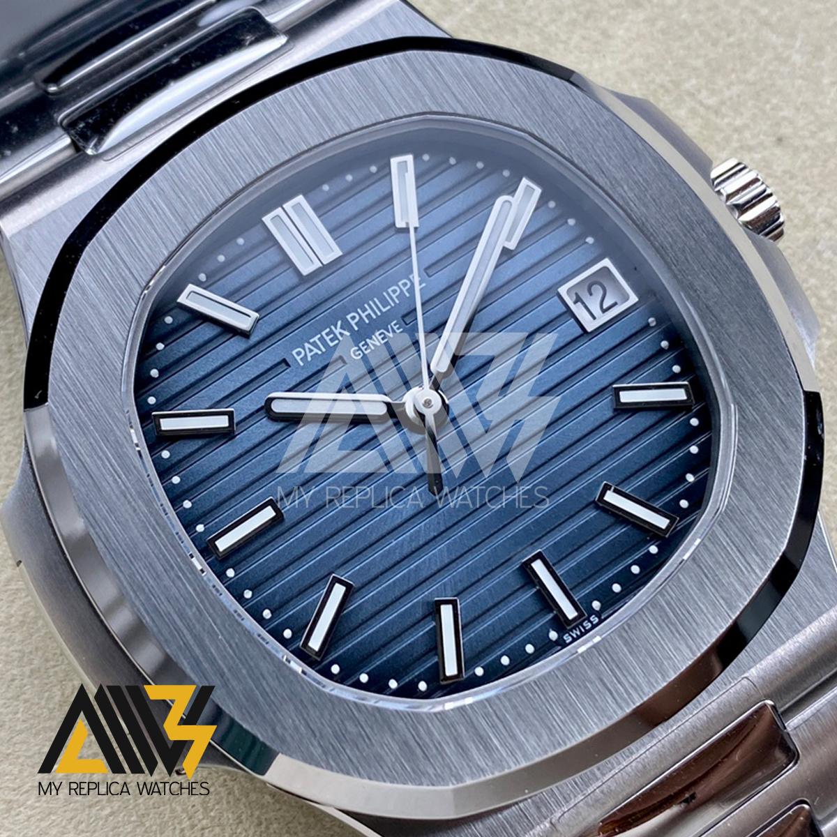 Nautilus 5811/1G Stainless Steel Case 3KF 1:1 Best Edition Blue Textured Dial on Stainless Steel Bracelet A324 Super Clone