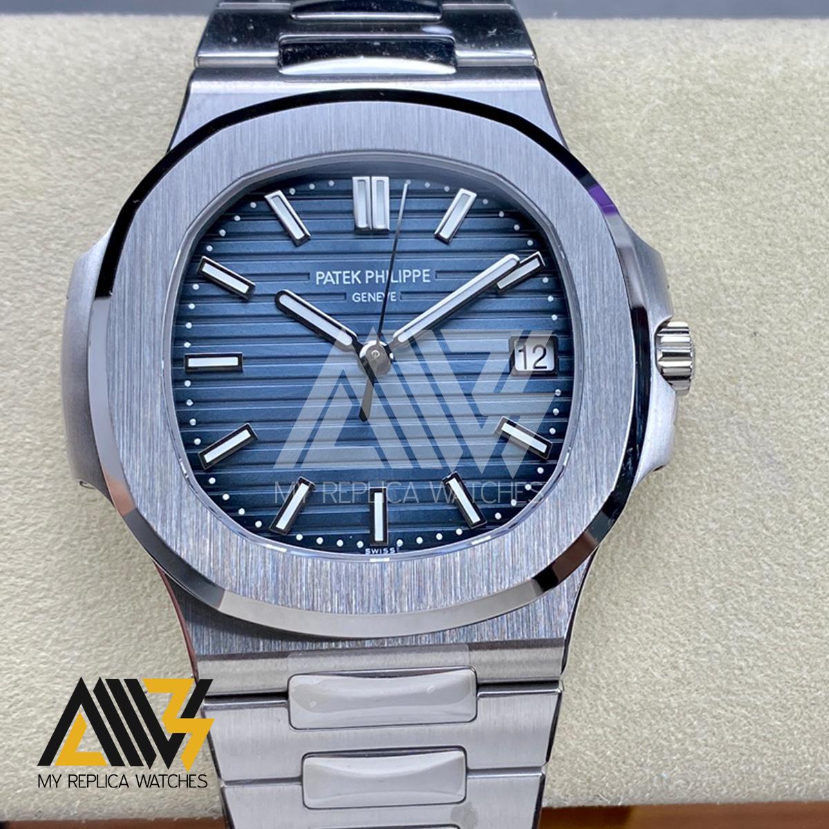 Nautilus 5811/1G Stainless Steel Case 3KF 1:1 Best Edition Blue Textured Dial on Stainless Steel Bracelet A324 Super Clone