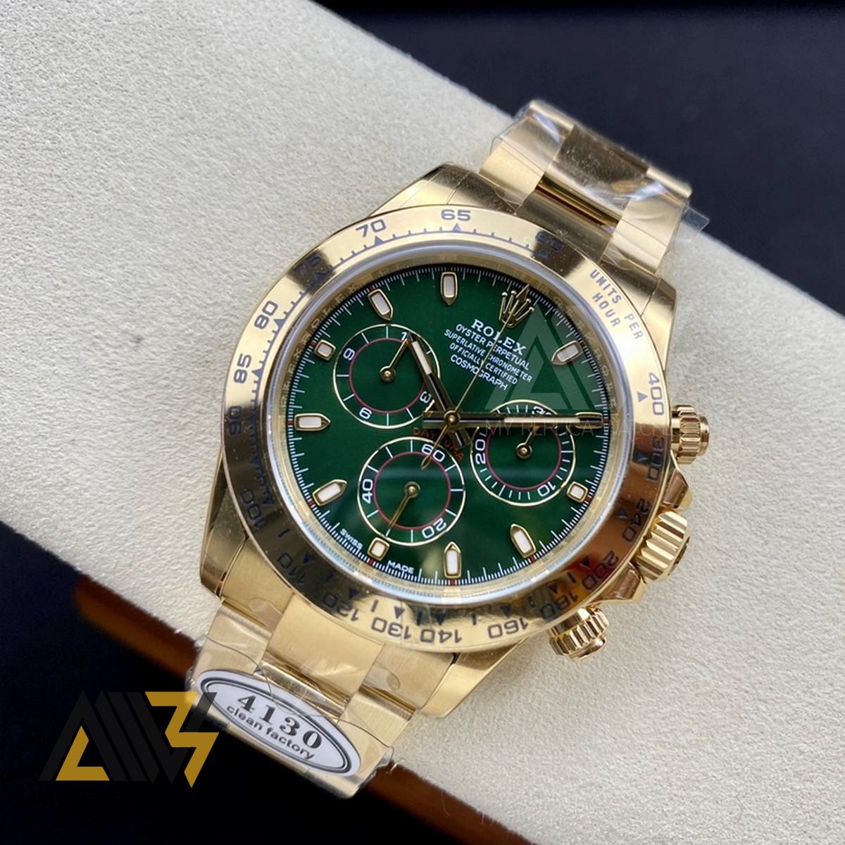 Daytona Cosmograph 116508 18K Yellow Gold Case Clean Factory 1:1 Best Edition Green Dial On 18K Yellow Gold Bracelet SA4130