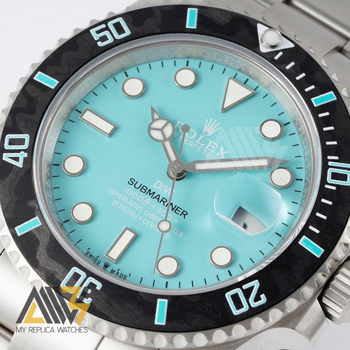 Submariner DIW Sandblasted Case VSF 1:1 Best Edition Tiffany BLue Dial on Sandblasted Stainless Steel Bracelet VS3135