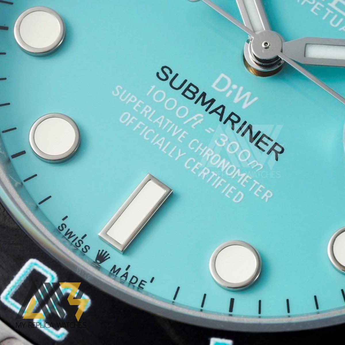 Submariner DIW Sandblasted Case VSF 1:1 Best Edition Tiffany BLue Dial on Sandblasted Stainless Steel Bracelet VS3135