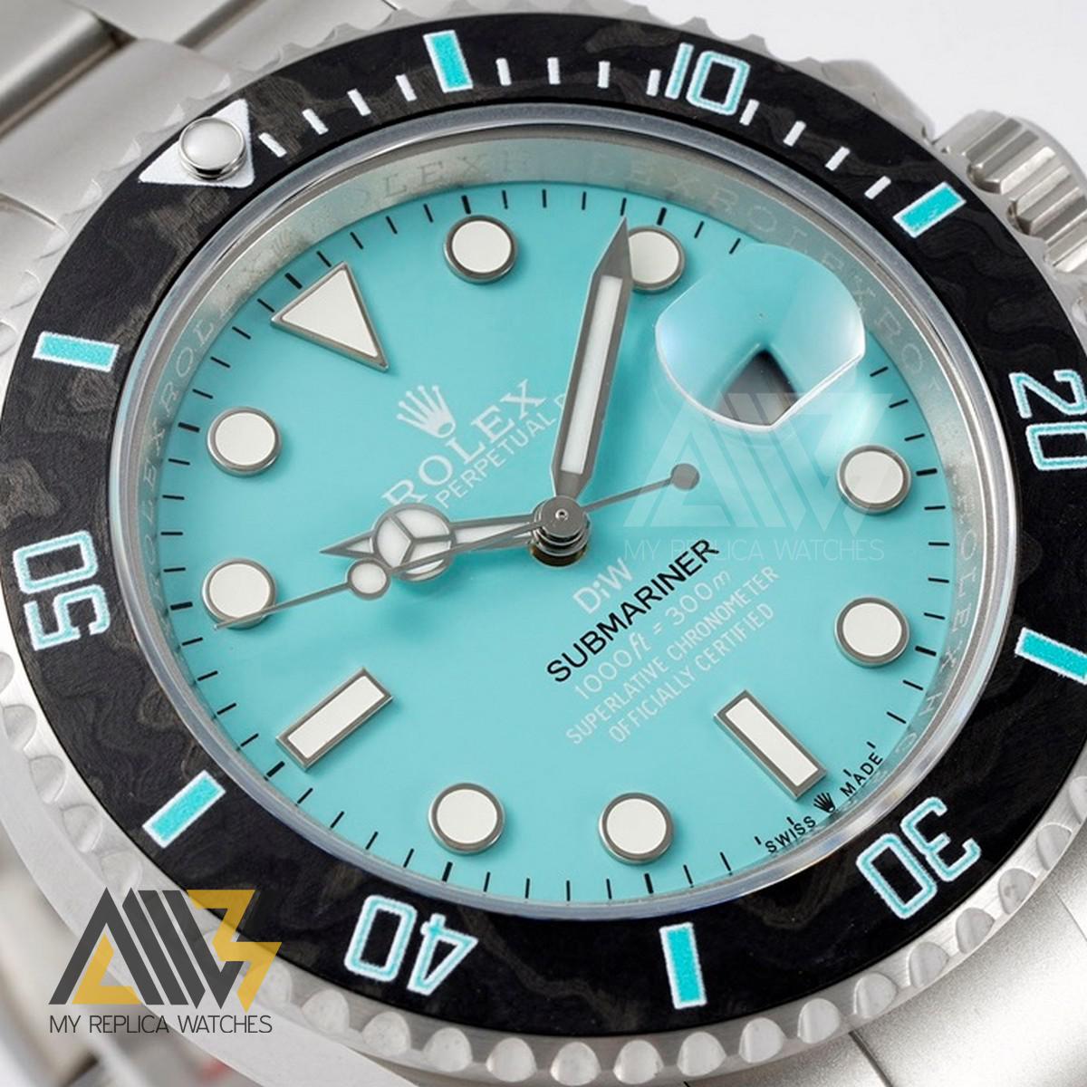 Submariner DIW Sandblasted Case VSF 1:1 Best Edition Tiffany BLue Dial on Sandblasted Stainless Steel Bracelet VS3135