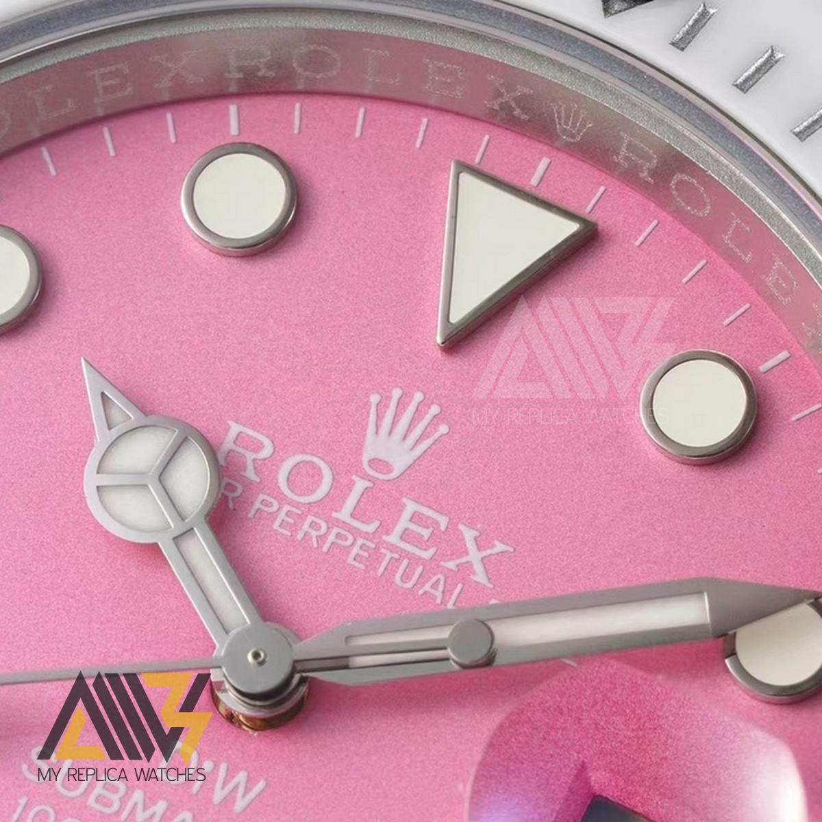 Submariner DIW Sandblasted Case VSF 1:1 Best Edition Pink Dial on Sandblasted Stainless Steel Bracelet VS3135