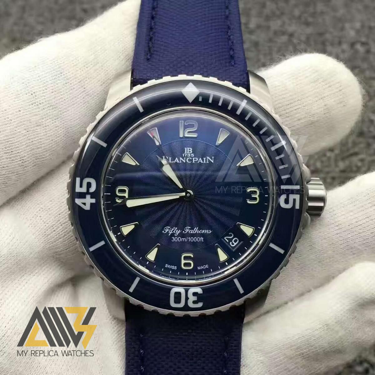 Fifty Fathoms 5015D-1140-71 Blue Dial  ZF 1:1 Best Edition Stainless Steel on Sail-canvas Strap A2836