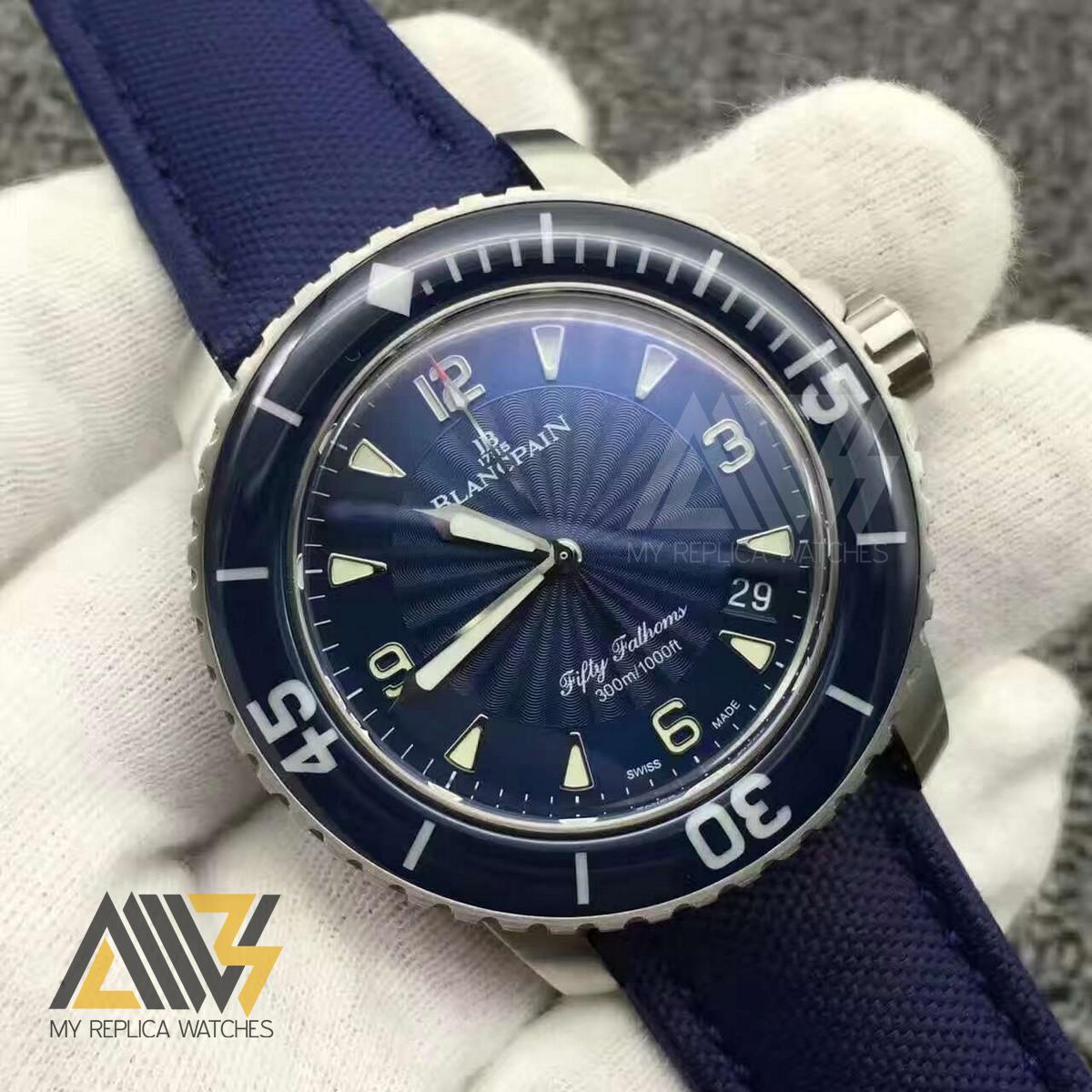 Fifty Fathoms 5015D-1140-71 Blue Dial  ZF 1:1 Best Edition Stainless Steel on Sail-canvas Strap A2836