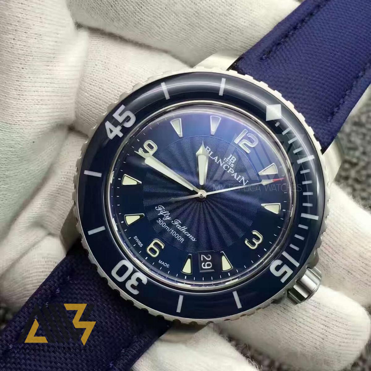 Fifty Fathoms 5015D-1140-71 Blue Dial  ZF 1:1 Best Edition Stainless Steel on Sail-canvas Strap A2836
