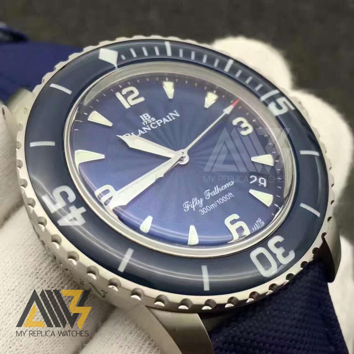 Fifty Fathoms 5015D-1140-71 Blue Dial  ZF 1:1 Best Edition Stainless Steel on Sail-canvas Strap A2836